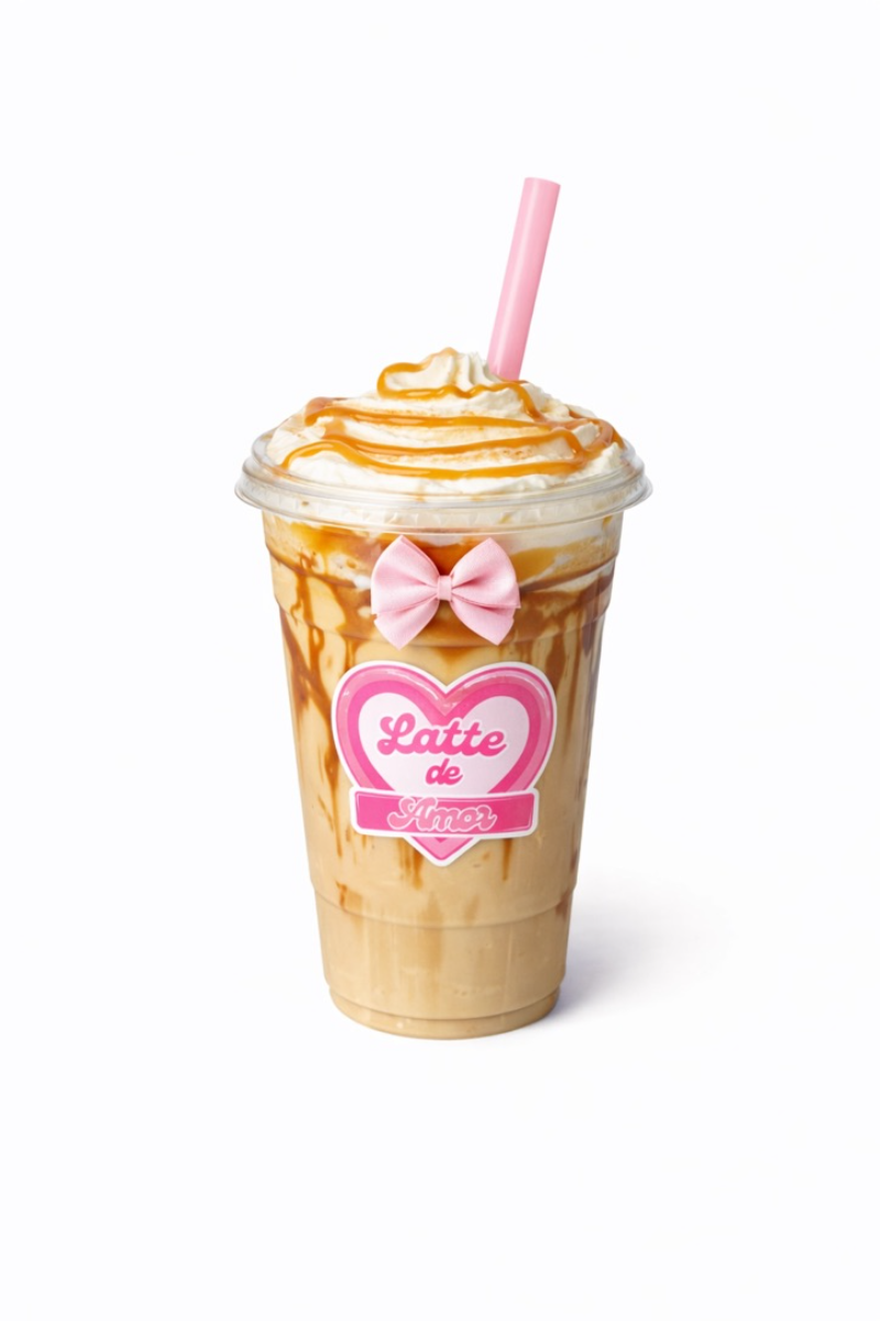 Caramel latte with whipped cream